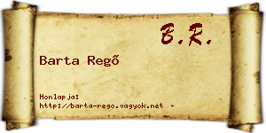 Barta Regő névjegykártya
